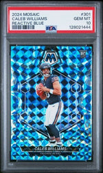 Graded 2024 Panini Mosaic Caleb Williams #301 Reactive Blue Rookie RC Football Card PSA 10 Gem Mint (ONLINE ORDER ONLY)