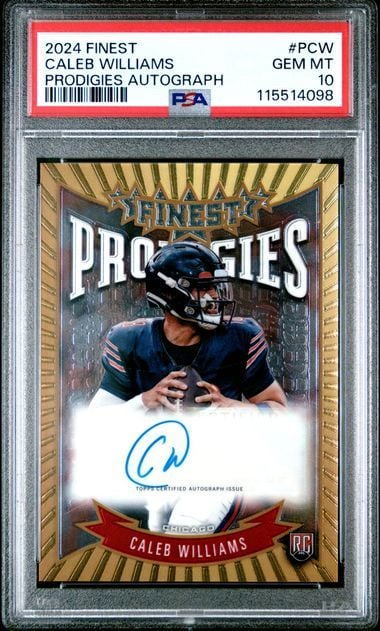 Graded 2024 Topps Finest Football Caleb Williams #PCW Prodigies Autograph Rookie RC Football Card PSA 10 Gem Mint (ONLINE ORDER ONLY)