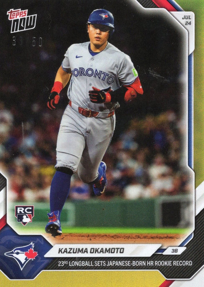 2026 Topps Now Kazuma Okamoto #484 Gold Foil /50 23rd Longball Sets Japanese-Born Home Run Rookie Record Toronto Blue Jays Rookie RC Baseball Card (ONLINE ORDER ONLY)