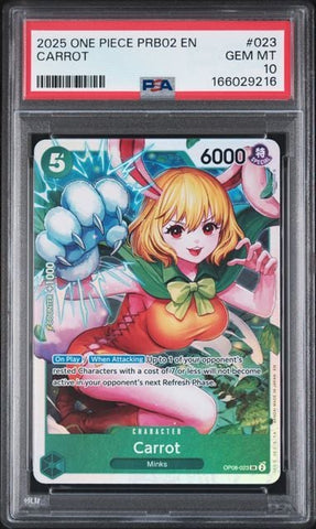 Graded 2025 One Piece EN Carrot #023 PRB02 Trading Card Game PSA 10 Gem Mint (ONLINE ORDER ONLY)