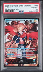 Graded 2026 One Piece Lucy #002 OP15 EB04 EN Alternate Art Trading Card Game PSA 10 Gem Mint (ONLINE ORDER ONLY)