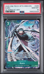 Graded 2026 One Piece Kuro #025 OP15 EB04 EN Alternate Art Trading Card Game PSA 10 Gem Mint (ONLINE ORDER ONLY)