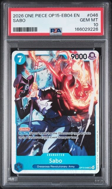 Graded 2026 One Piece Sabo #046 OP15 EB04 EN Trading Card Game PSA 10 Gem Mint (ONLINE ORDER ONLY)