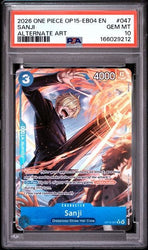 Graded 2026 One Piece Sanji #047 OP15 EB04 EN Alternate Art Trading Card Game PSA 10 Gem Mint (ONLINE ORDER ONLY)