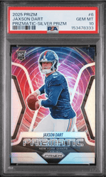 Graded 2025 Panini Prizm Jaxson Dart #6 Prizmatic Silver Prizm Rookie RC Football Card PSA 10 Gem Mint (ONLINE ORDER ONLY)