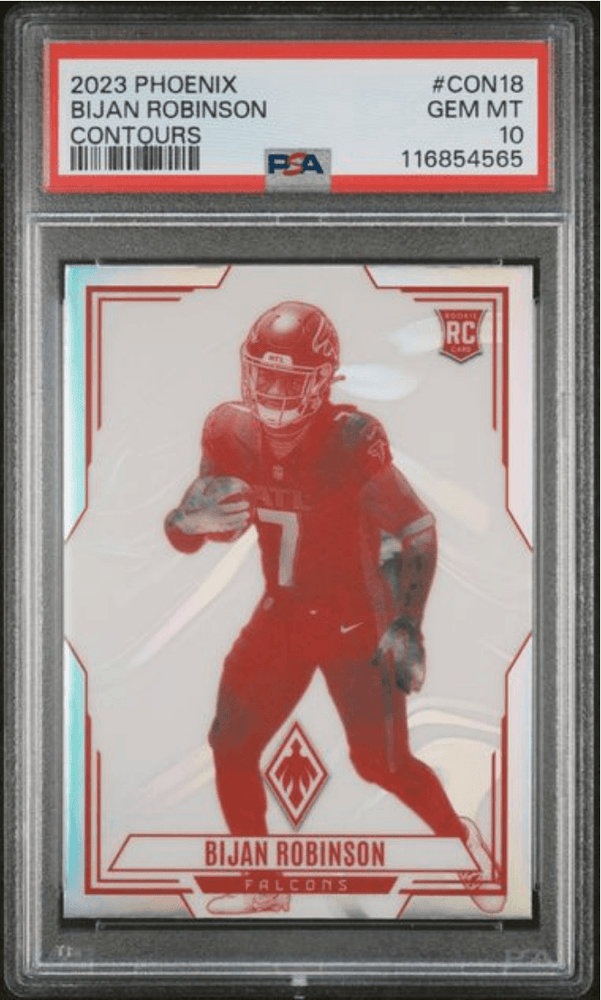 Graded 2023 Panini Phoenix Bijan Robinson #CON18 Contours Rookie RC Football Card PSA 10 Gem Mint (ONLINE ORDER ONLY)