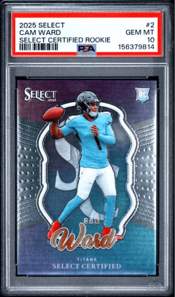 Graded 2025 Panini Select Cam Ward #2 Select Certified Rookie Rookie RC Football Card PSA 10 Gem Mint (ONLINE ORDER ONLY)
