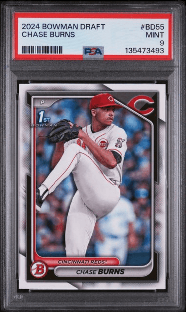 Graded 2024 Topps Bowman Draft Chase Burns #BD55 Rookie RC Baseball Card PSA 9 Mint (ONLINE ORDER ONLY)