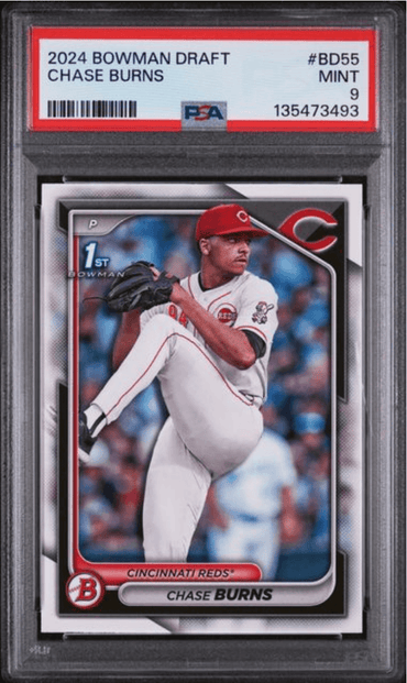 Graded 2024 Topps Bowman Draft Chase Burns #BD55 Rookie RC Baseball Card PSA 9 Mint (ONLINE ORDER ONLY)