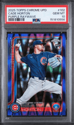 Graded 2025 Topps Chrome Update Cade Horton #102 Purple Raywave /250 Rookie RC Baseball Card PSA 10 Gem Mint (ONLINE ORDER ONLY)