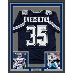 Framed Autographed/Signed DeMarvion 35x39 Overshown Dallas Blue Football Jersey JSA COA