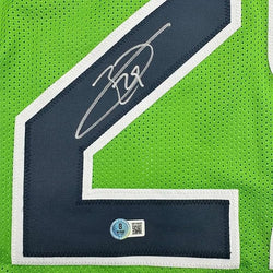 Framed Autographed/Signed Earl Thomas III 35x39 Seattle Green Football Jersey Beckett BAS COA