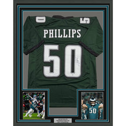 Framed Autographed/Signed Jaelan Phillips 35x39 Philadelphia Midnight Green Football Jersey PSA/DNA COA