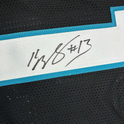 Framed Autographed/Signed Kelvin Benjamin 35x39 Carolina Black Football Jersey JSA COA