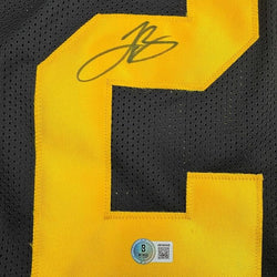 Framed Autographed/Signed Le'Veon LeVeon Bell 35x39 Pittsburgh Black Color Rush Jersey JSA COA
