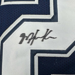 Framed Autographed/Signed Malik Hooker 35x39 Dallas Blue Football Jersey Beckett BAS COA