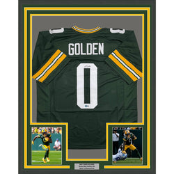Framed Autographed/Signed Matthew Golden 35x39 Green Bay Green Football Jersey Beckett BAS COA