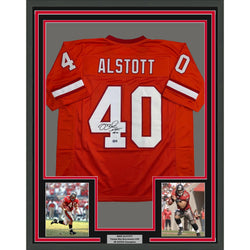 Framed Autographed/Signed Mike Alstott 35x39 Tampa Bay Orange Creamsicle Football Jersey Beckett BAS COA