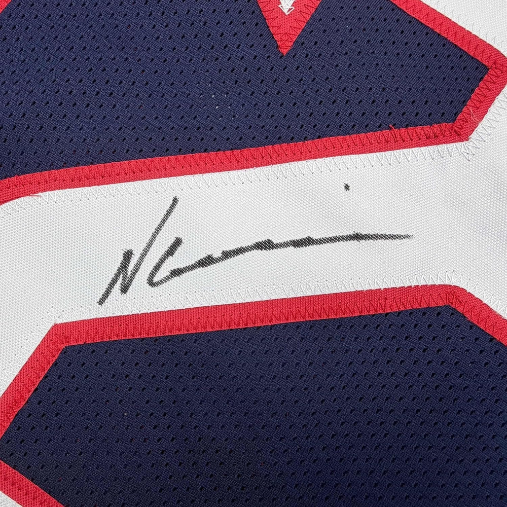 Framed Autographed/Signed Nico Collins 35x39 Houston Blue Current Football Jersey JSA COA