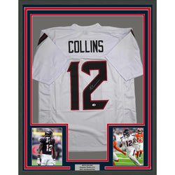 Framed Autographed/Signed Nico Collins 35x39 Houston White Football Jersey JSA COA