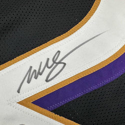 Framed Autographed/Signed Willis McGahee 35x39 Baltimore Black Football Jersey Beckett BAS COA
