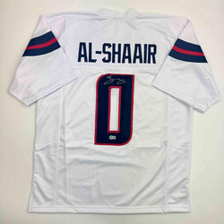Autographed/Signed Azeez Al Shaair Houston White Football Jersey Beckett BAS COA