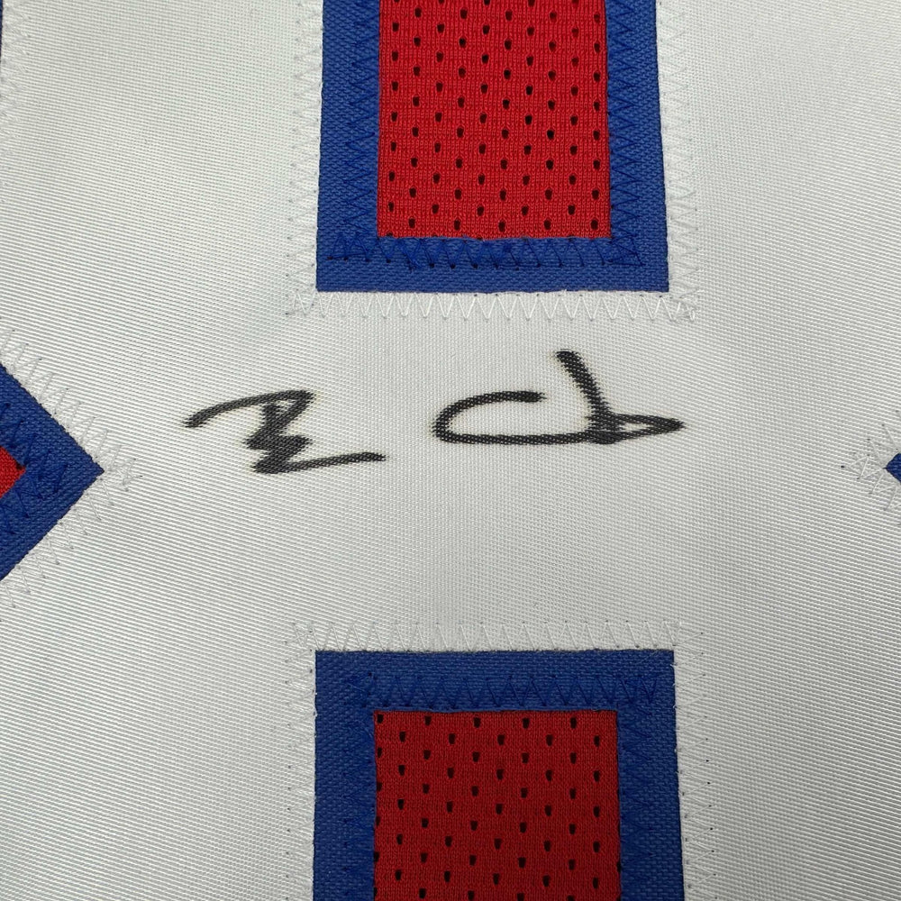 Autographed/Signed Ben Coates New England Red Football Jersey JSA COA