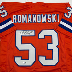 Autographed/Signed Bill Romanowski Denver Retro Orange Football Jersey Beckett BAS COA