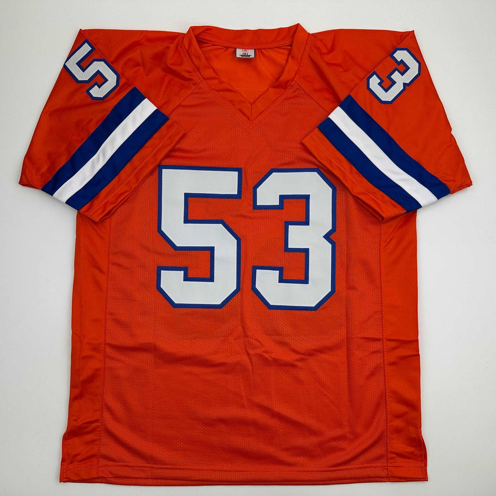 Autographed/Signed Bill Romanowski Denver Retro Orange Football Jersey Beckett BAS COA