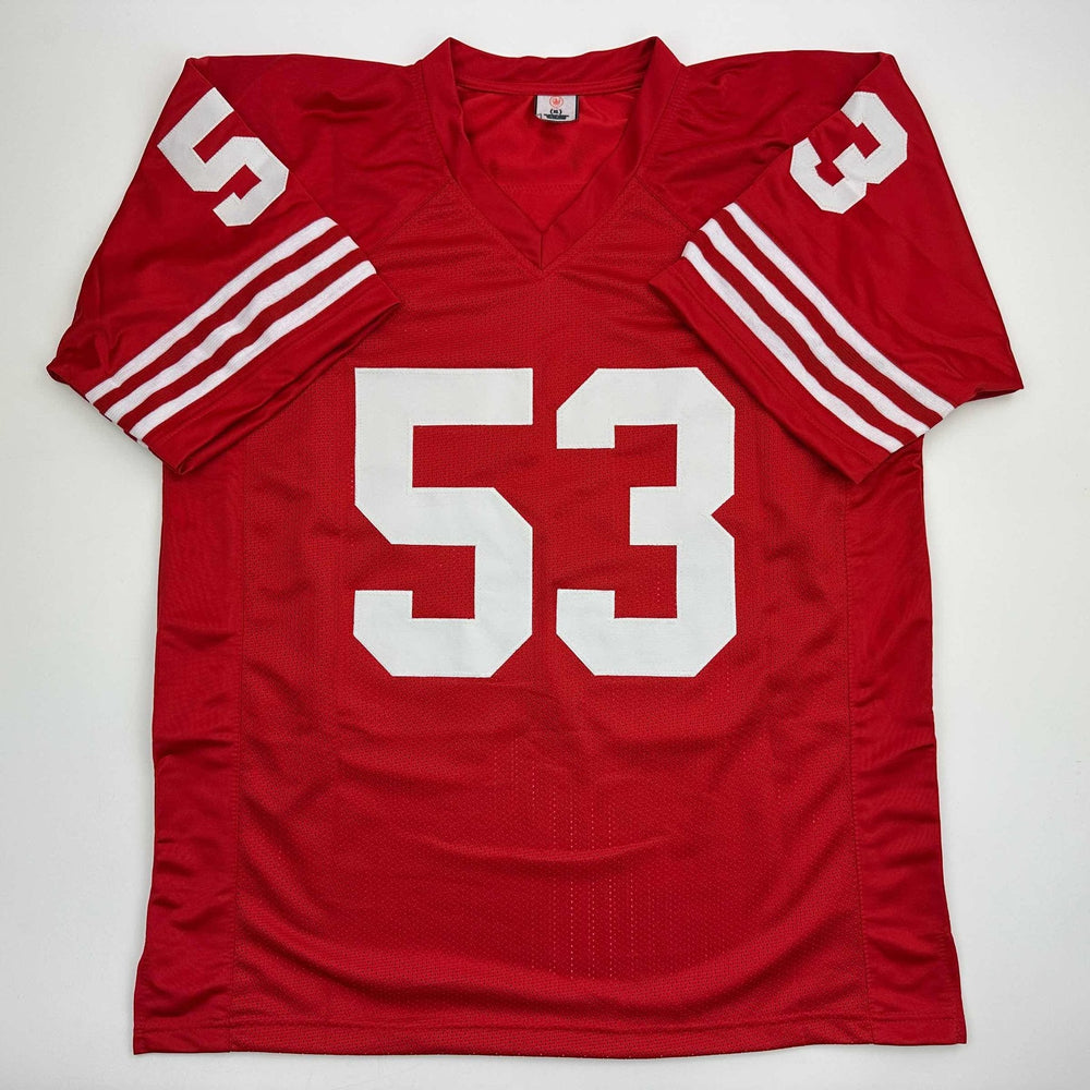 Autographed/Signed Bill Romanowski San Francisco Red Football Jersey Beckett BAS COA