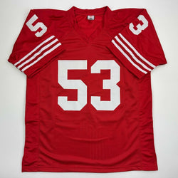 Autographed/Signed Bill Romanowski San Francisco Red Football Jersey Beckett BAS COA