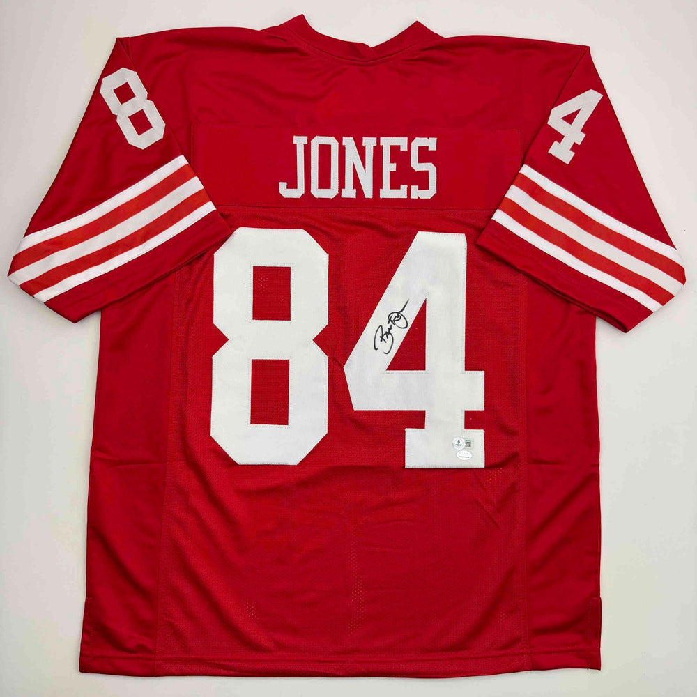 Autographed/Signed Brent Jones San Francisco Red Football Jersey Beckett BAS COA