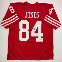 Autographed/Signed Brent Jones San Francisco Red Football Jersey Beckett BAS COA