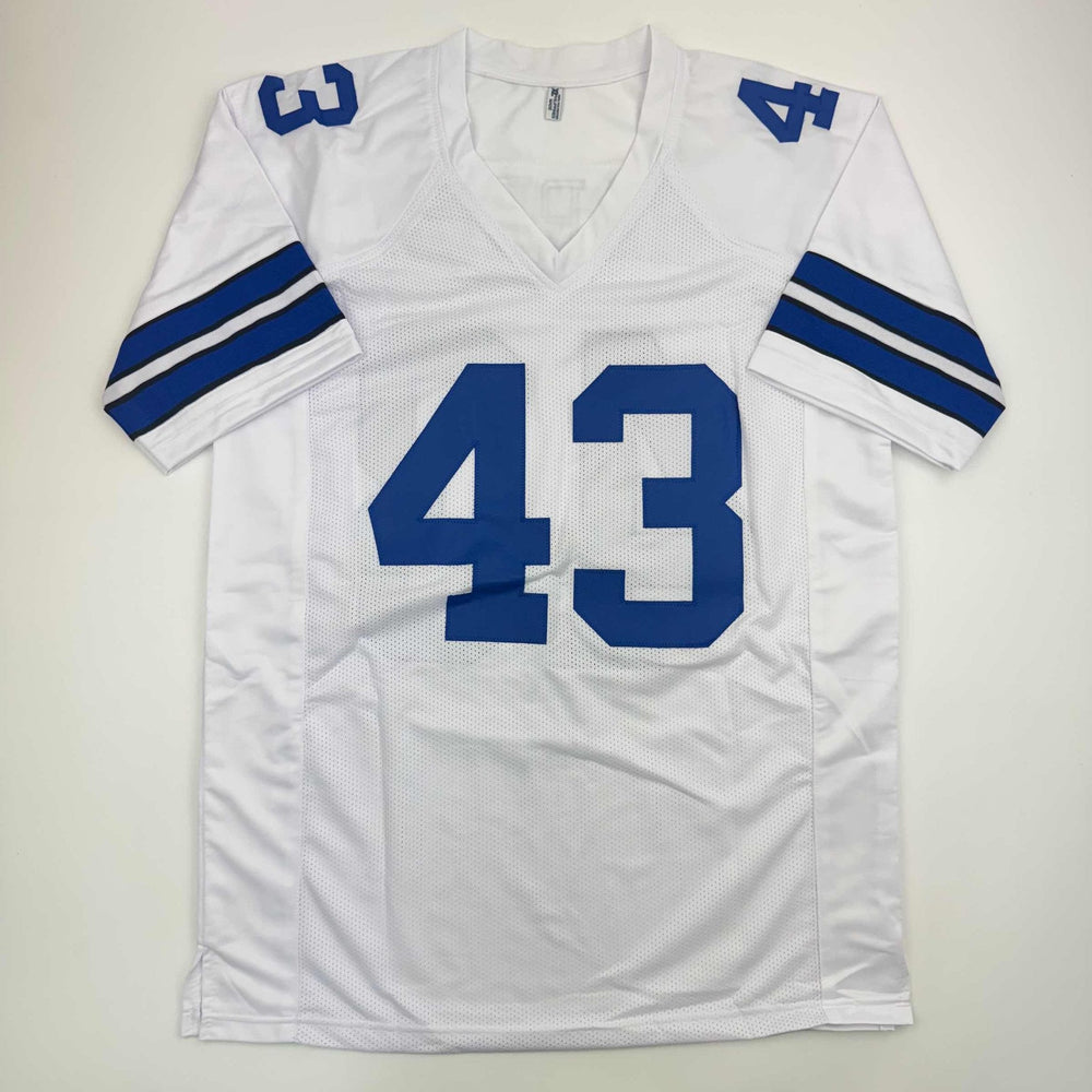 Autographed/Signed Cliff Harris Dallas White Football Jersey Beckett BAS COA