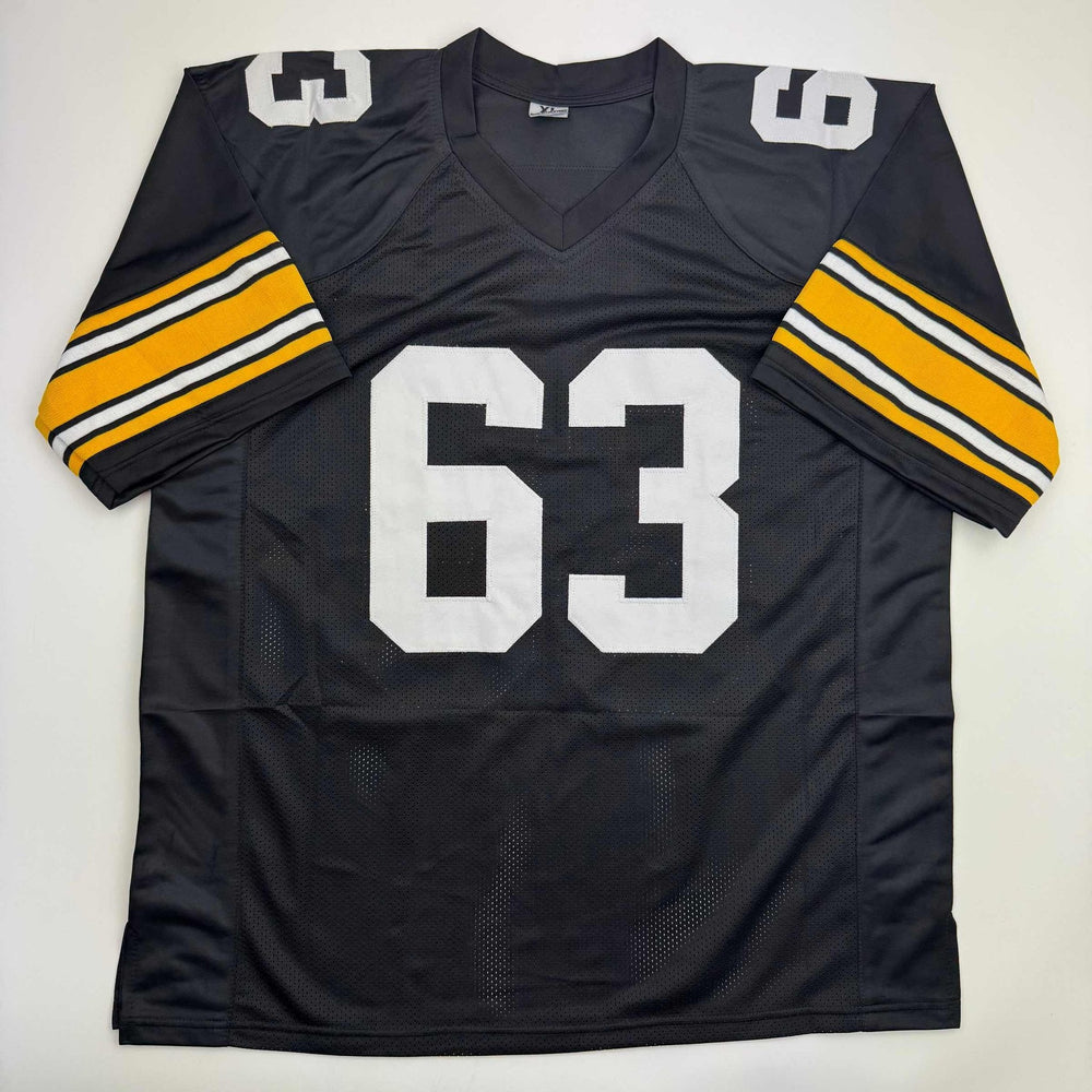 Autographed/Signed Dermontti Dawson HOF 12 Pittsburgh Black Football Jersey JSA COA