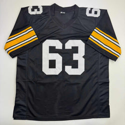 Autographed/Signed Dermontti Dawson HOF 12 Pittsburgh Black Football Jersey JSA COA