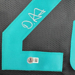Autographed/Signed De'Von DeVon Achane Miami Black Football Jersey Beckett BAS COA