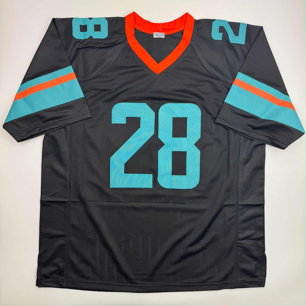 Autographed/Signed De'Von DeVon Achane Miami Black Football Jersey Beckett BAS COA
