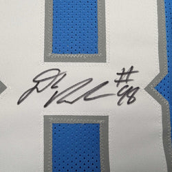 Autographed/Signed D.J. DJ Reader Detroit Blue Football Jersey Beckett BAS COA