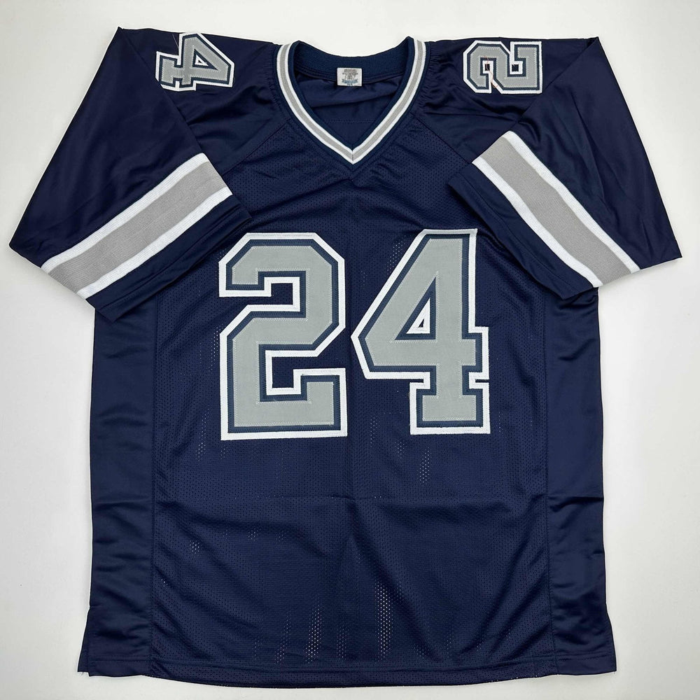 Autographed/Signed Everson Walls Dallas Blue Football Jersey JSA COA