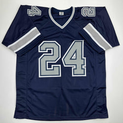 Autographed/Signed Everson Walls Dallas Blue Football Jersey JSA COA