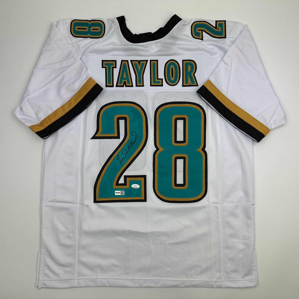 Autographed/Signed Fred Taylor Jacksonville White Football Jersey JSA COA