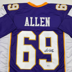 Autographed/Signed Jared Allen Minnesota Purple Football Jersey Beckett BAS COA