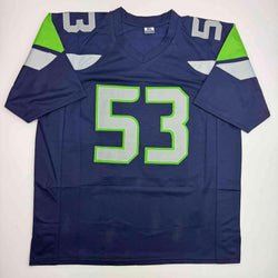 Autographed/Signed Malcolm Smith Seattle Blue Football Jersey Beckett BAS COA