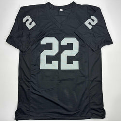 Autographed/Signed Michael Mike Haynes HOF 97 Oakland Black Football Jersey Beckett BAS COA