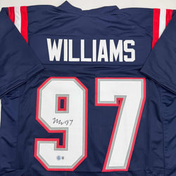 Autographed/Signed Milton Williams New England Blue Football Jersey Beckett BAS COA