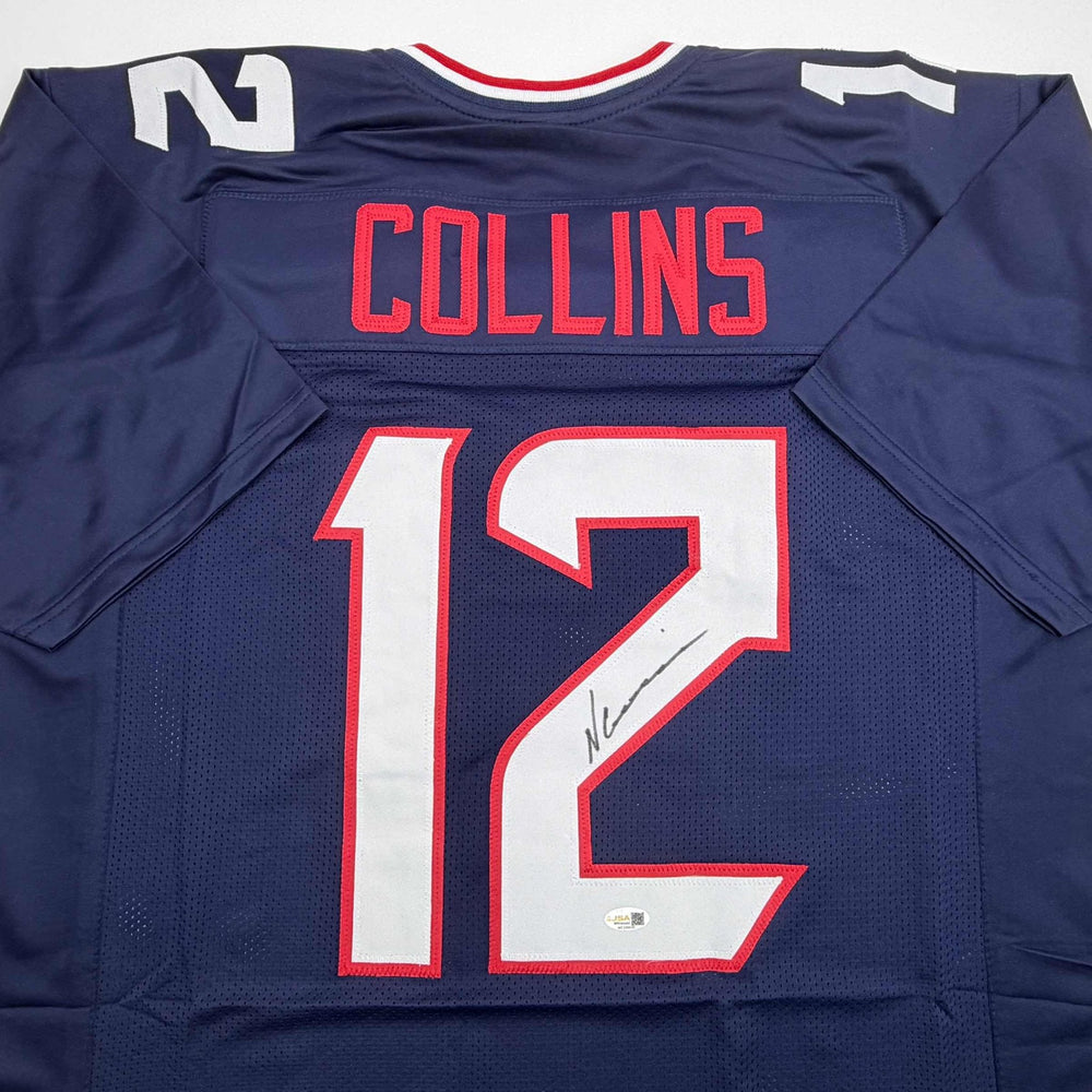Autographed/Signed Nico Collins Houston Blue Current Football Jersey JSA COA