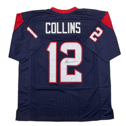 Autographed/Signed Nico Collins Houston Blue Rookie Football Jersey JSA COA