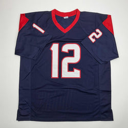 Autographed/Signed Nico Collins Houston Blue Rookie Football Jersey JSA COA