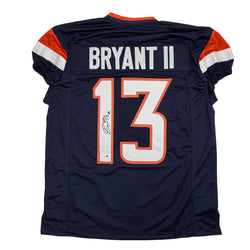 Autographed/Signed Pat Bryant II Denver Blue Pro Cut Football Jersey JSA COA